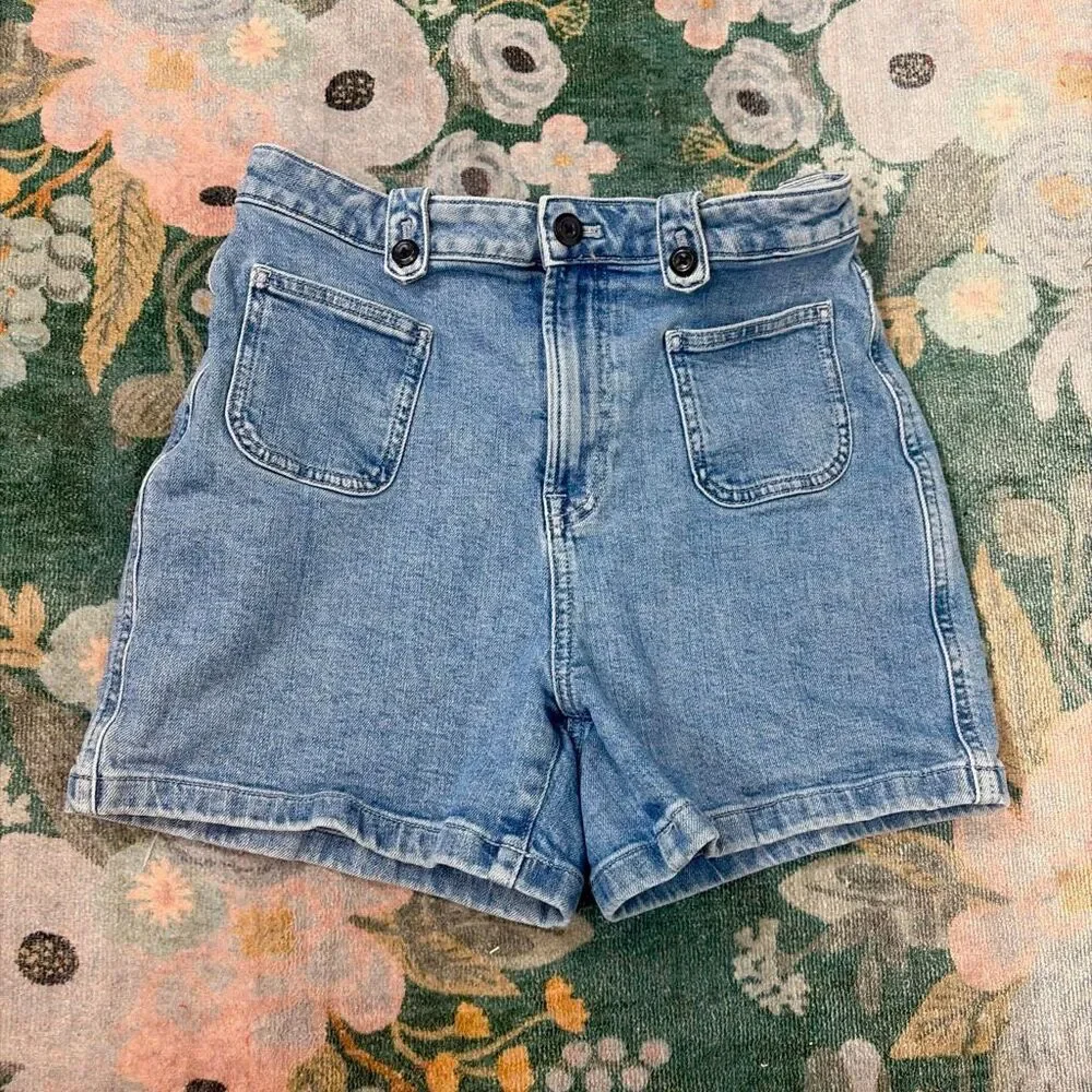 J. Crew Shorts Women 4 Blue Denim Sky Fall Wash High Rise Front Pocket small